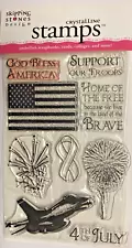 4th of July Stamp Set flag fireworks jet plane banner patriotic military troops