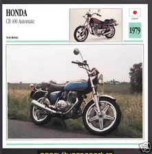 1979 Honda CB 400cc Automatic 400A Japan Bike Motorcycle Photo Spec Info Card