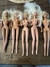 Five Vintage Barbies Played With Condition