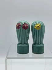 Cactus Plant Flowers Salt & Pepper Shakers Vintage Made in Japan