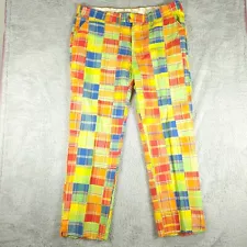 Loudmouth Golf Pants Mens 40X32 Patchwork Madras Plaid John Daly 42x32 Tag