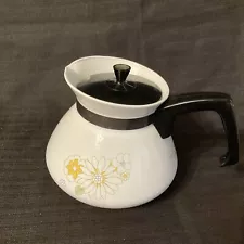 Vintage Corning Ware 6 Cup Stove Top Coffee Tea Pot Floral Bouquet [c529]