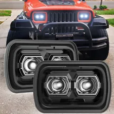 2PCS For Jeep Wrangler YJ 1987-1995 5x7" 7x6 Square LED Headlights High Low Beam