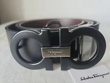 Salvatore Ferragamo Reversible Black and Auburn Belt Black Buckle