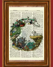 Ghibli Tribute Dictionary Art Print Picture Spirited Away Totoro Howl's Kiki