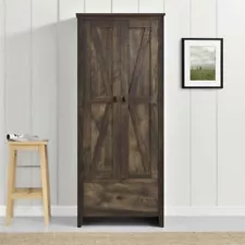 Rustic Brown Pantry Storage Cabinet Shelving Laundry Closet Organizer Utility