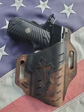 OWB LEATHER HOLSTER AND MAG 2 CARRIERS FOR COLT COMBAT COMMANDER 4.25 BARREL