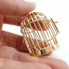 1/12 Scale Dollhouse Miniatures Mini Birdcage Birdhouse Gold Metal Accessories