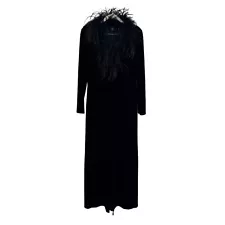 CDC evening velvet duster ostrich feather collar maxi length witchy whimsygoth 4