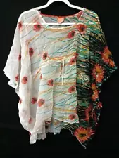 Sunflower FS white black floral print gauze see through shawl top