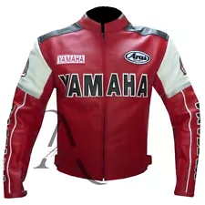 Red Yamaha Racing Biker Motorcycle Leather Jacket Motorbike Men Leather Jackets