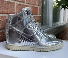 Nike Dunk Sky Hi High Hidden Wedge Heel Metallic Liquid Silver Womens 6 RARE