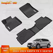 Floor Mats Liner for 2021-2023 Hyundai Santa Fe 5 Seat TPE All-Weather 3Pcs