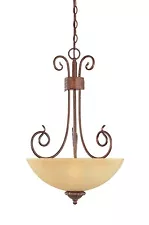 Aged Umber Bronze And Venetian Scavo Glass Pendant/Chandelier Orig $240