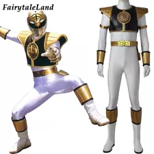 White Ranger Tommy Oliver Cosplay Costume Dino Rangers Uniform Breastplate