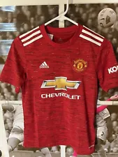 NWT adidas Manchester United FC 2020/21 Home Jersey Red Heath #77 - Youth M