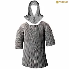Chainmail Shirt Medieval Armor Viking Cosplay Knight Coif Gothic Costume Steel
