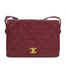 Chanel Bordeaux Caviar Single Flap Shoulder Bag XX90341