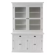 Halifax Classic White Glass-Display Hutch Unit