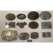 Vintage Lot of 12 Nice Western Style Belt Buckles, Cross, Eagle, Nice Designs,