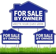 3 Pcs for Sale by Owner Yard Sign 16 x 12 Inch Double Sided for Sale by Owner