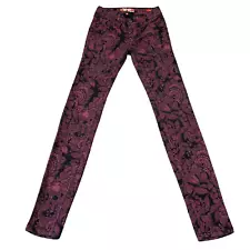 Makers Of True Originals Pants Jeans Womens 24 Purple Denim Floral Ladies 23x31