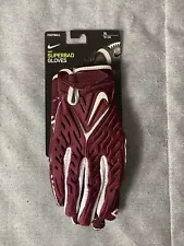 Nike Virginia Tech Superbad Football Gloves NCAA Deep Maroon/White Mens Size XL