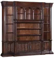 Entertainment Unit Center Cathedral Old World Solid Wood, Dark Rustic Pecan