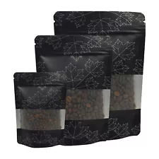 Black Food Grade Aluminum Stand-Up Pouches for Powdered Cappuccino Mix Products