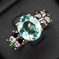 Invaluable Bluish Green Tourmaline 4.60Ct 925 Sterling Silver Handmade Rings