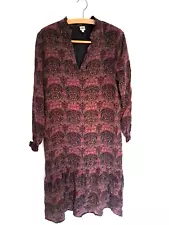 ANTRHROPOLOGIE Seen Worn Kept 100% Silk Dress 10 Floral Boho Long Sleeves SALE