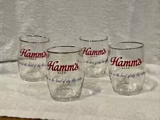 Set of 4-1960's Hamm's Beer Land Of Sky Blue Waters Barrel Glasses, VERY NICE!