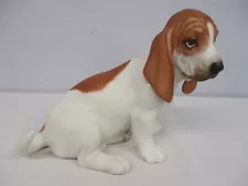 RARE BOEHM PORCELAIN SITTING BASSET HOUND PUPPY DOG FIGURINE ~ 5 3/4" x 7"