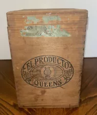 Vintage El Producto Queens Wood Counter Sales Cigar Box 7 Inch