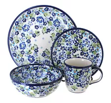 Blue Rose Polish Pottery Vintage Violet 4 Piece Place Setting - Service for 1