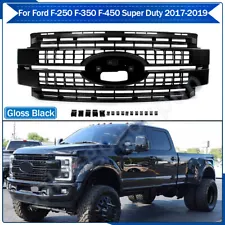 For 2017-2019 Ford F-250 F-350 F450 Super Duty Platinum Front Grille Gloss Black