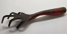 Vintage Antique garden hand rake 5 Prong tool