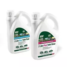 Eco Friendly Chemical Toilet Fluid & Rinse 2L Twin Pack for Caravan & Motorhome