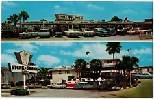 Steak N Shake Restaurant Advertising Postcard Daytona Beach Fla 1960s Cars