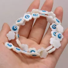 Hot Sale White Natural Shell Flowers Color Evil Eye Beads for Jewelry Making DIY