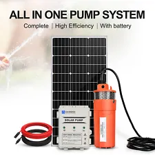 Deep Well Solar Panel Submersible Water Pump Battery Kit for Farm/Ranch/Breeding