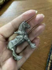 Miniature Vintage Pewter Clydesdale Horse Figurine - 2”