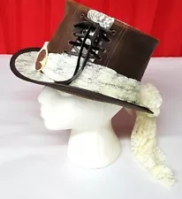 Steampunk Havisham Brown Leather Top Hat Size ML -23" Head Circumference