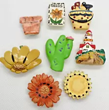 Vintage Lot of 8 Flower Cactus Seeds Lighthouse Sun Button Covers 80s 90s Style