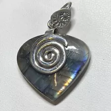 Natural Labradorite 925 Sterling Silver Pendant Jewelry JY2370