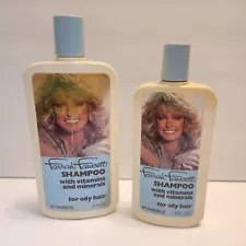 Vintage 2 Bottles of Farrah Fawcett Shampoo Unused 1980 Faberge