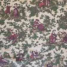 Marcus Brothers Multicolor Vintage Toile Cotton Fabric French English On Tan BTY