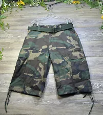 Camouflage Shorts Size 32 Men’s Green Camo Cargo Shorts With Belt By Regal Wear