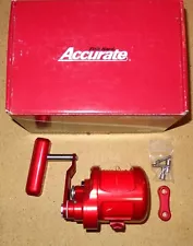 Used Red Accurate Boss Extreme 600 Single-Speed Platinum TwinDrag Fishing Reel