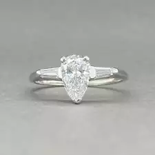 Estate Retro 14K White Gold 0.93cttw F-H/VS1 Diamond Engagement Ring